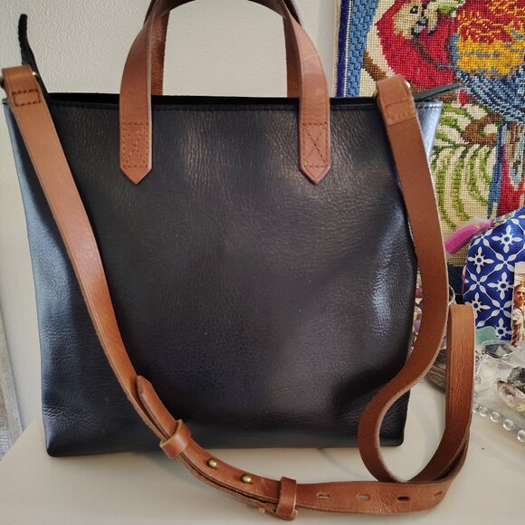 Madewell Genuine Leather Zip-Top Transport Carryall Crossbody Bag Medium Black - Picture 3 of 11